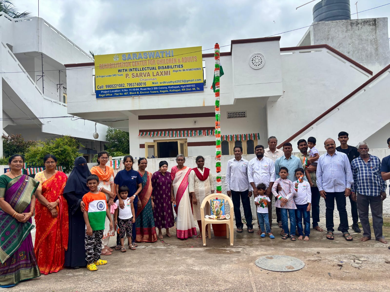 Independence Day flag hoisting at the Saraswathi Rehabilitation Center, Kothapet