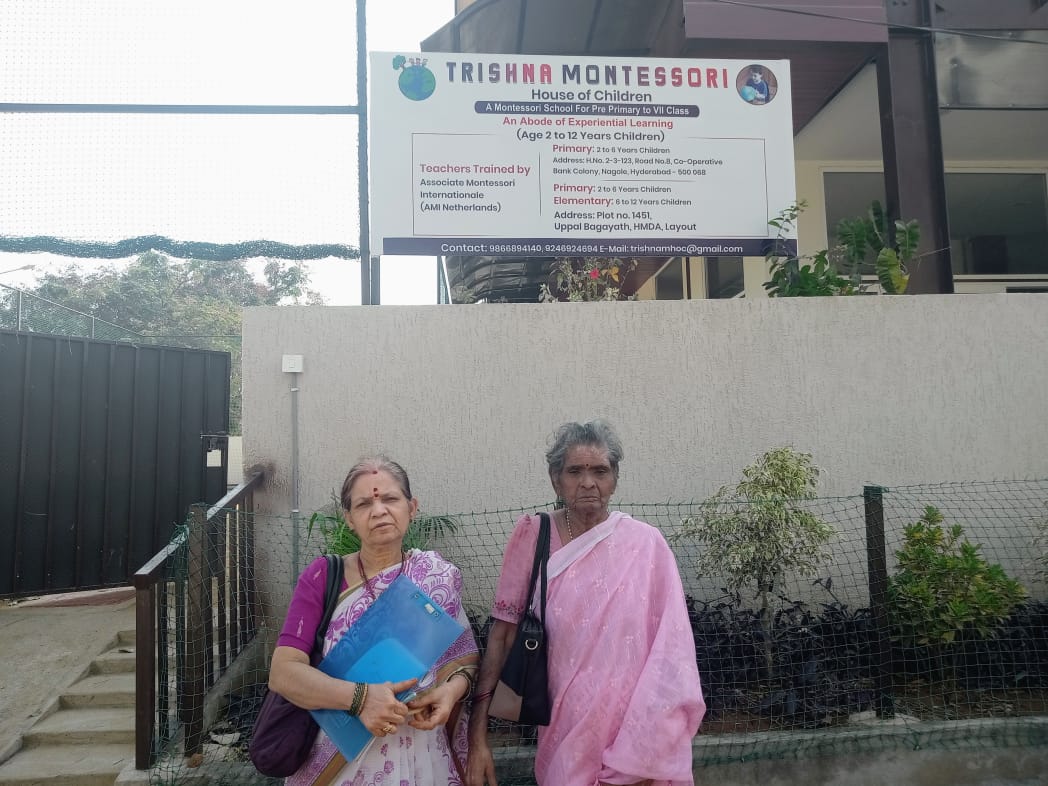 Trustees outside Trishna Montessori — House of Children, Nagole